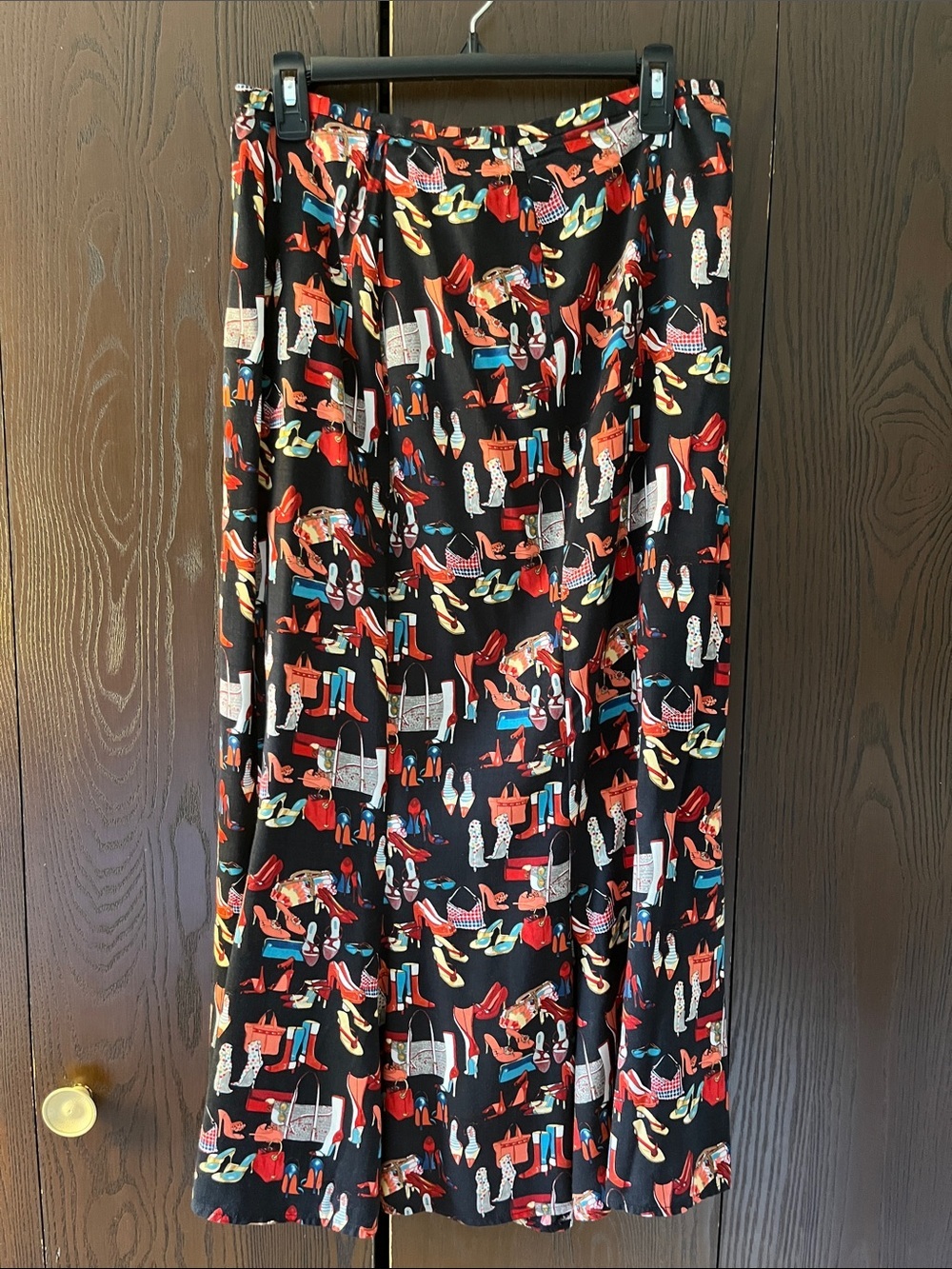 Pine Cove maxi black skirt with purses and shoes. Size 10.